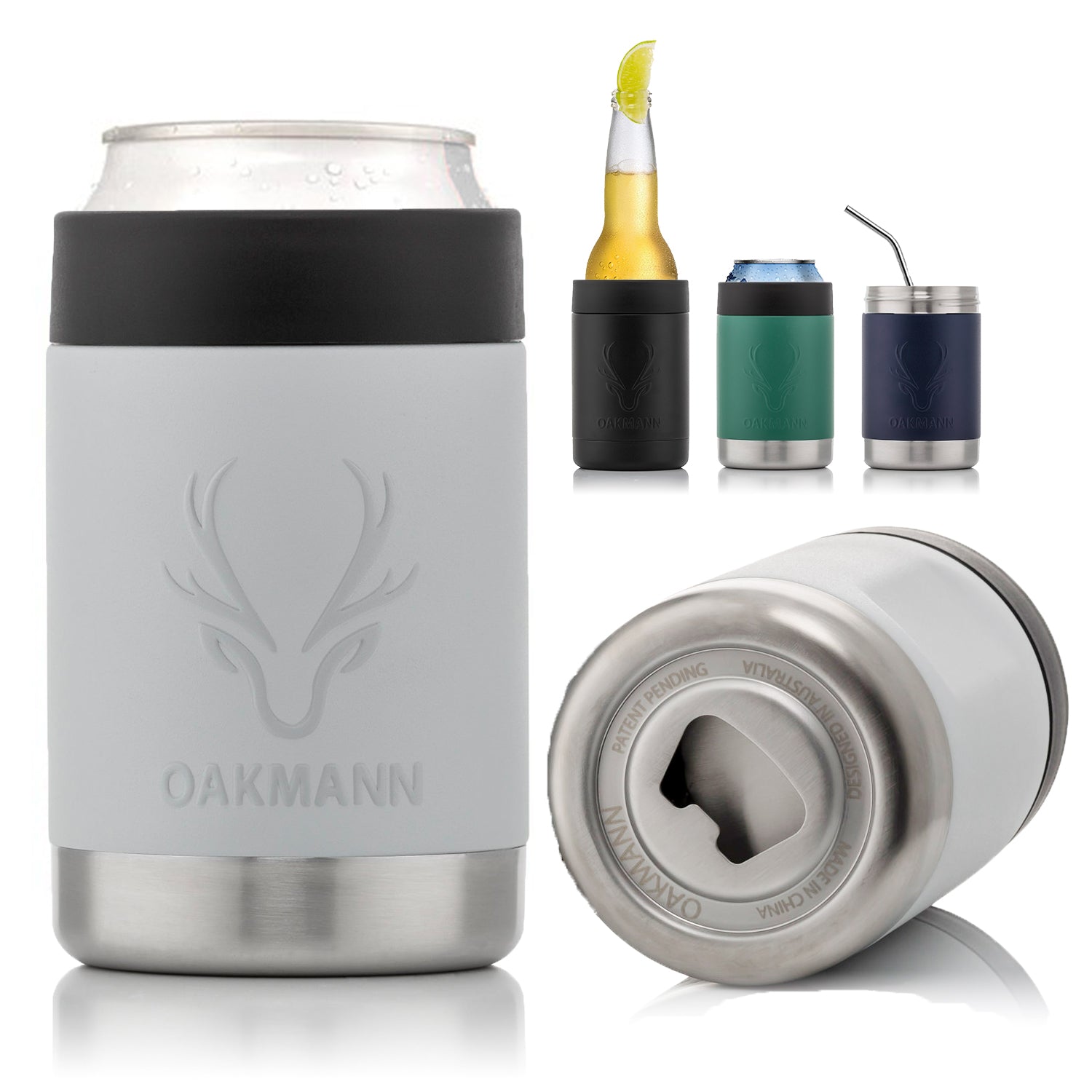 STUBiBudi 12oz Beer Cooler for Bottles and Cans with Bottle Opener (Mist Grey)
