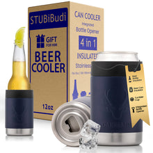 Load image into Gallery viewer, STUBiBudi 12oz Beer Cooler for Bottles and Cans with Bottle Opener (Navy)

