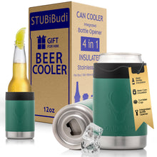 Load image into Gallery viewer, STUBiBudi 12oz Beer Cooler for Bottles and Cans with Bottle Opener (Green)
