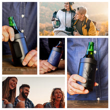 Load image into Gallery viewer, STUBiBudi 14oz Beer Cooler for Bottles &amp; Cans Built-In Bottle Opener (Matt Black)
