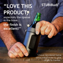 Load image into Gallery viewer, STUBiBudi 14oz Beer Cooler for Bottles &amp; Cans Built-In Bottle Opener (Matt Black)

