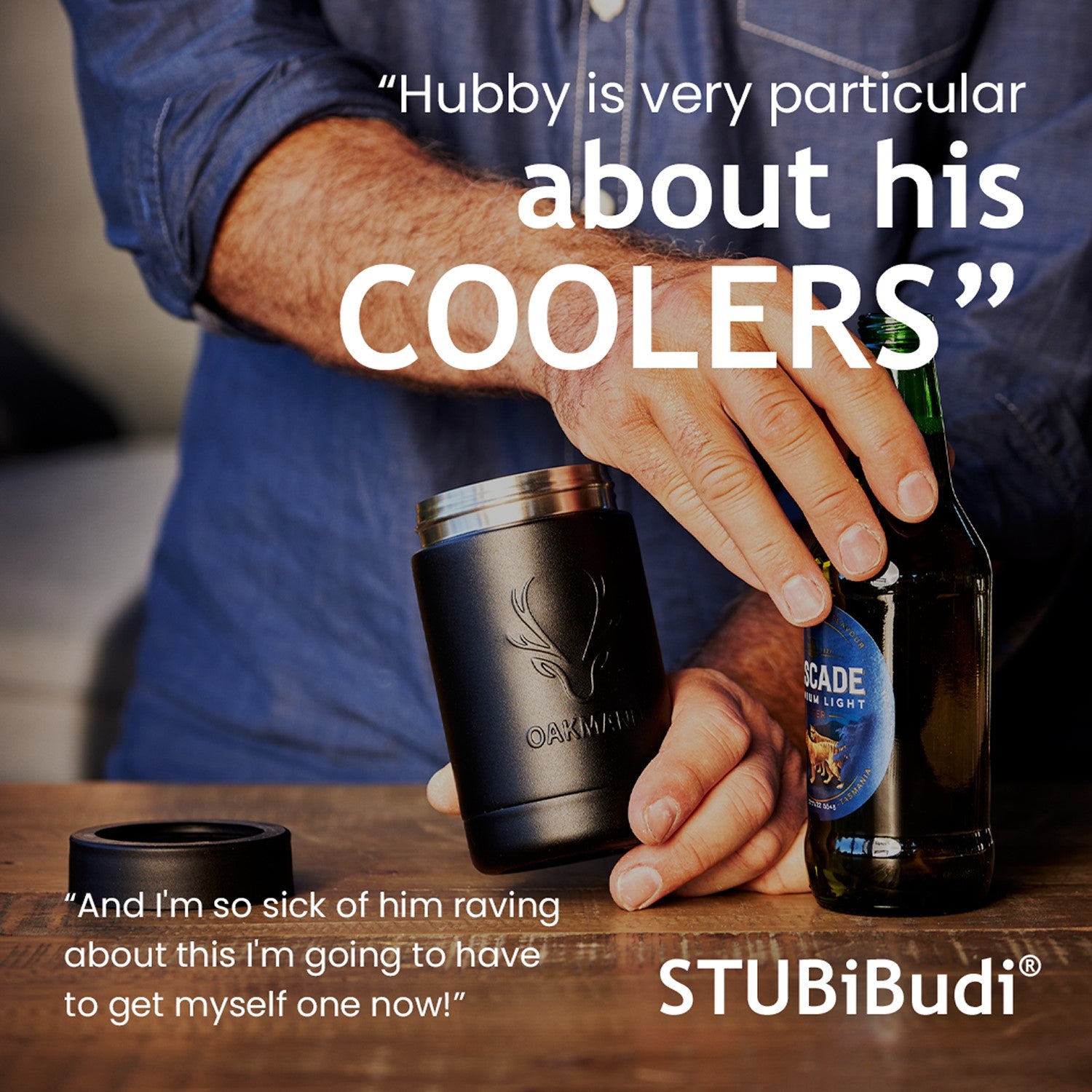 STUBiBudi 12oz Beer Cooler for Bottles and Cans with Bottle Opener (Matt Black)