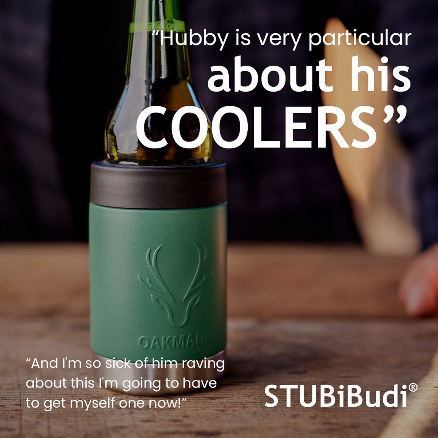 STUBiBudi 12oz Beer Cooler for Bottles and Cans with Bottle Opener (Green)