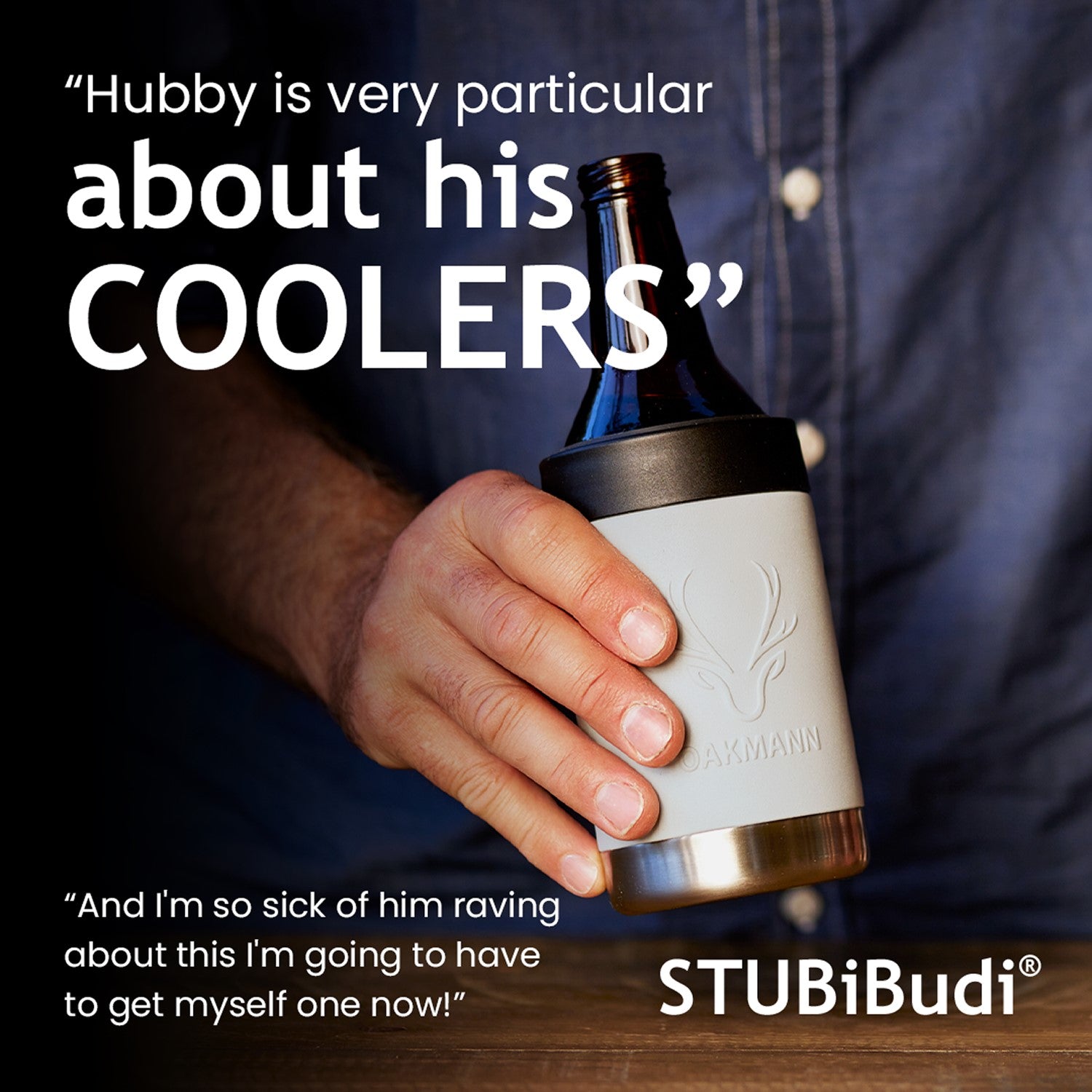 STUBiBudi 12oz Beer Cooler for Bottles and Cans with Bottle Opener (Mist Grey)