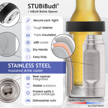 Load image into Gallery viewer, STUBiBudi 12oz Beer Cooler for Bottles and Cans with Bottle Opener (Mist Grey)
