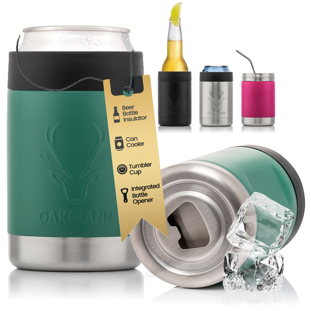 STUBiBudi 12oz Beer Cooler for Bottles and Cans with Bottle Opener (Green)