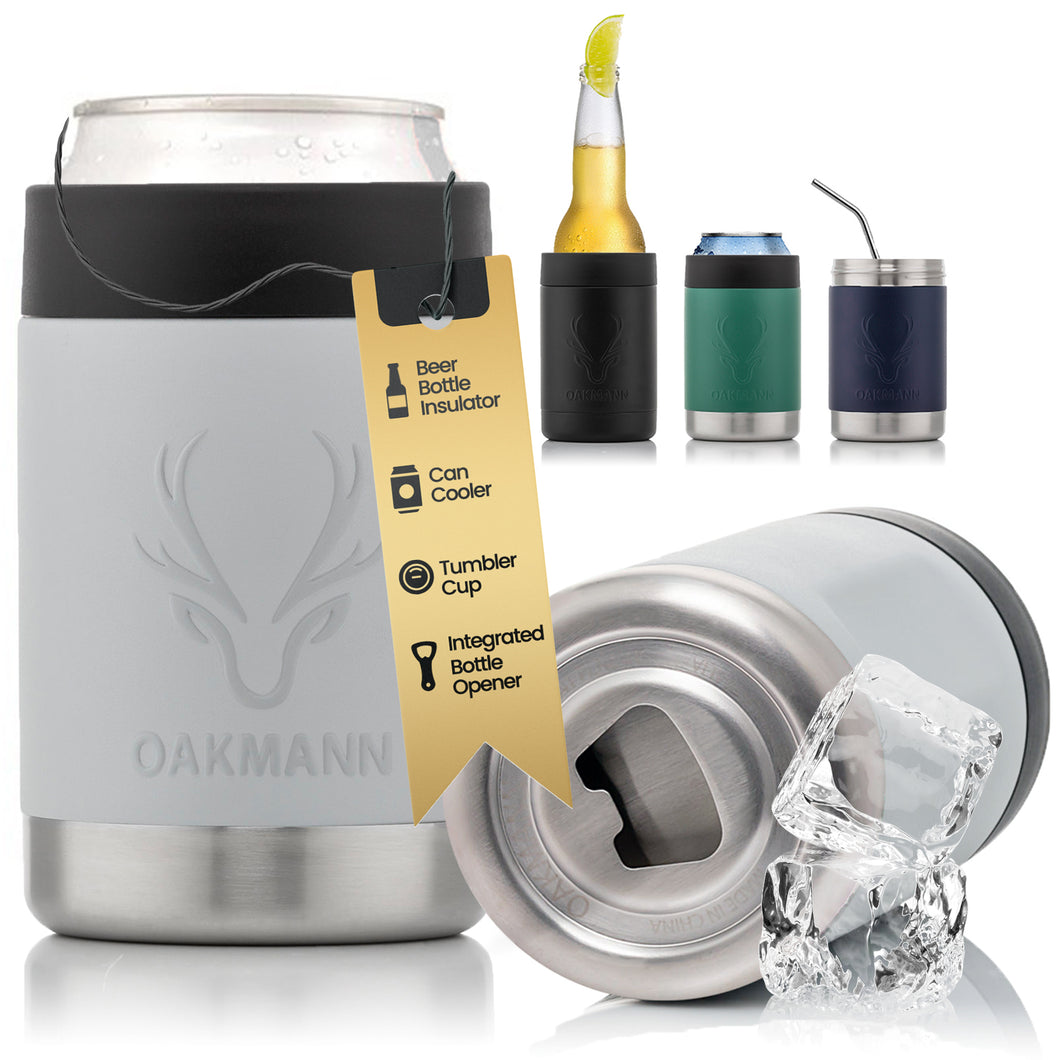 STUBiBudi 12oz Beer Cooler for Bottles and Cans with Bottle Opener (Mist Grey)