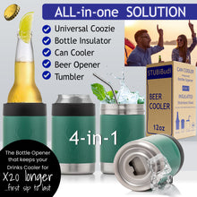 Load image into Gallery viewer, STUBiBudi 12oz Beer Cooler for Bottles and Cans with Bottle Opener (Green)
