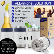 Load image into Gallery viewer, STUBiBudi 12oz Beer Cooler for Bottles and Cans with Bottle Opener (White)

