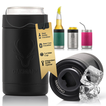 Load image into Gallery viewer, STUBiBudi 14oz Beer Cooler for Bottles &amp; Cans Built-In Bottle Opener (Matt Black)
