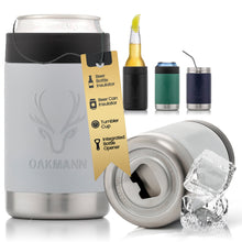 Load image into Gallery viewer, STUBiBudi 14oz Beer Cooler for Bottles &amp; Cans Built-In Bottle Opener (Mist Grey)
