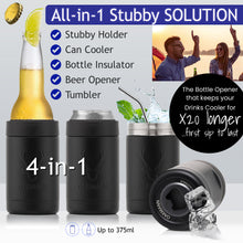 Load image into Gallery viewer, STUBiBudi 14oz Beer Cooler for Bottles &amp; Cans Built-In Bottle Opener (Matt Black)
