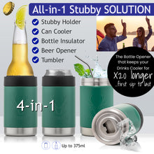 Load image into Gallery viewer, STUBiBudi 14oz Beer Cooler for Bottles &amp; Cans Built-In Bottle Opener (Green)
