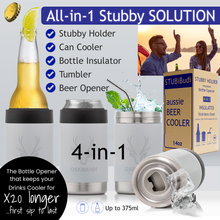 Load image into Gallery viewer, STUBiBudi 14oz Beer Cooler for Bottles &amp; Cans Built-In Bottle Opener (Mist Grey)

