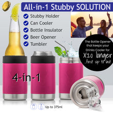 Load image into Gallery viewer, STUBiBudi 14oz Beer Cooler for Bottles &amp; Cans Built-in Bottle Opener (Pink)
