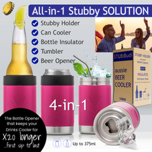 Load image into Gallery viewer, STUBiBudi 14oz Beer Cooler for Bottles &amp; Cans Built-in Bottle Opener (Pink)
