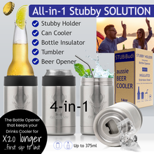Load image into Gallery viewer, STUBiBudi 14oz Beer Cooler for Bottles &amp; Cans Built-In Bottle Opener (Steel)
