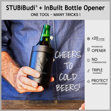 Load image into Gallery viewer, STUBiBudi 12oz Beer Cooler for Bottles and Cans with Bottle Opener (Matt Black)
