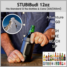 Load image into Gallery viewer, STUBiBudi 12oz Beer Cooler for Bottles and Cans with Bottle Opener (Matt Black)
