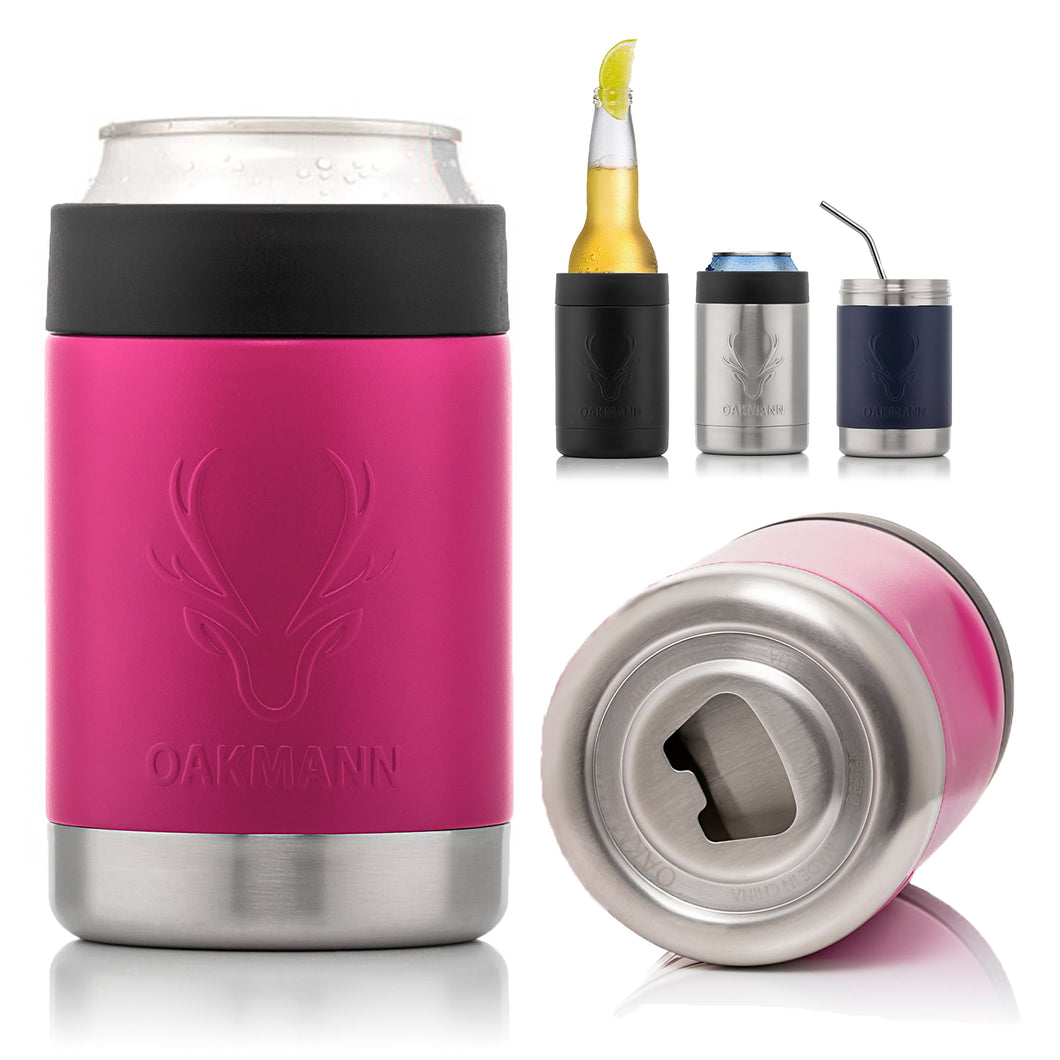STUBiBudi 12oz Beer Cooler for Bottles and Cans with Bottle Opener (Pink)